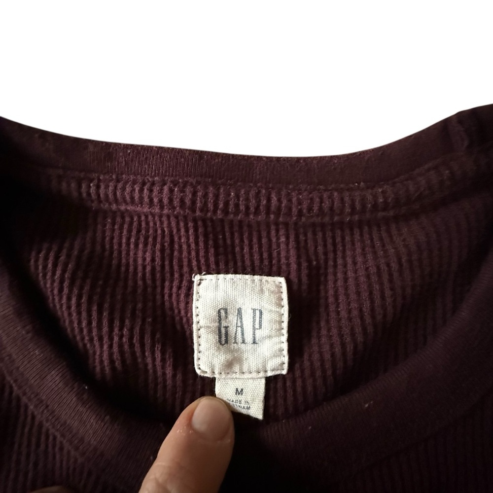 Burgundy Gap 90s Baggy Thermal Long‎ Sleeve T-Shirt Men’s Medium - Picture 3 of 5